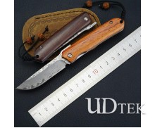 Damascus steel Sandalwood and rose wood handle pocket knife no logo tool UD19045